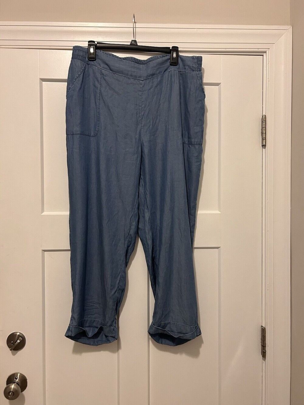CATO Women’s SIZE 14/16 Blue Lyocell Chambray Wide Leg Palazzo Pants Pockets